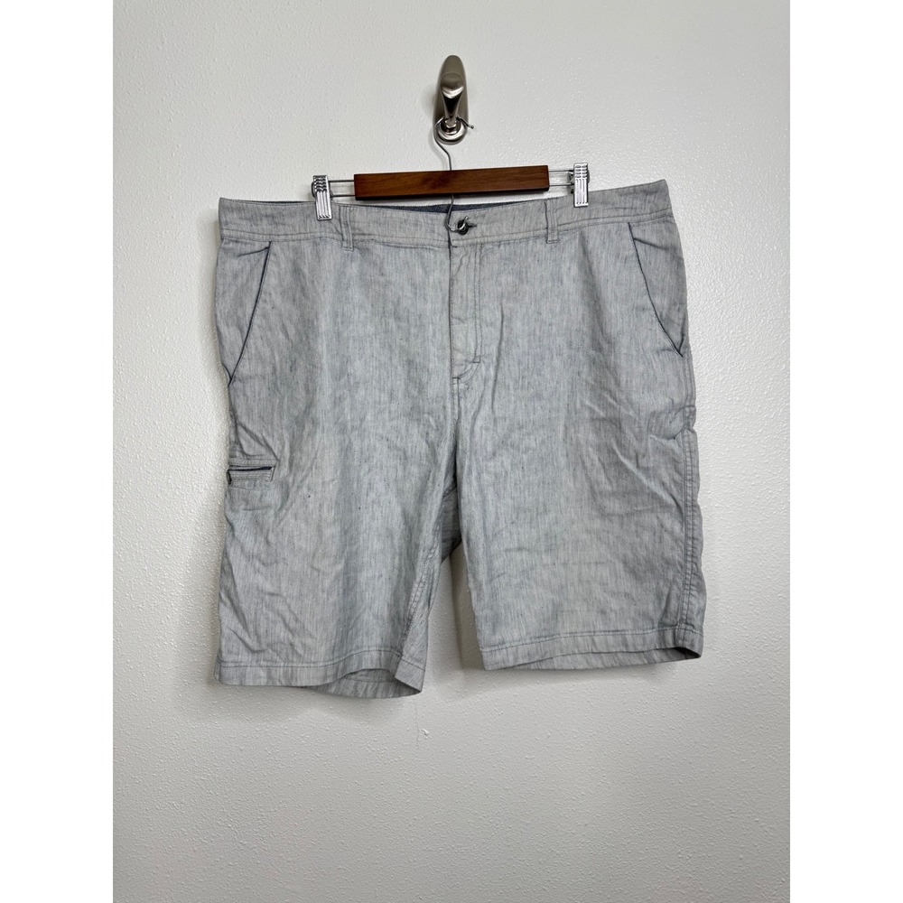 Carbon 2 Cobalt Mens 40 Blue Cotton Linen Blend Flat Front‎ Casual Shorts